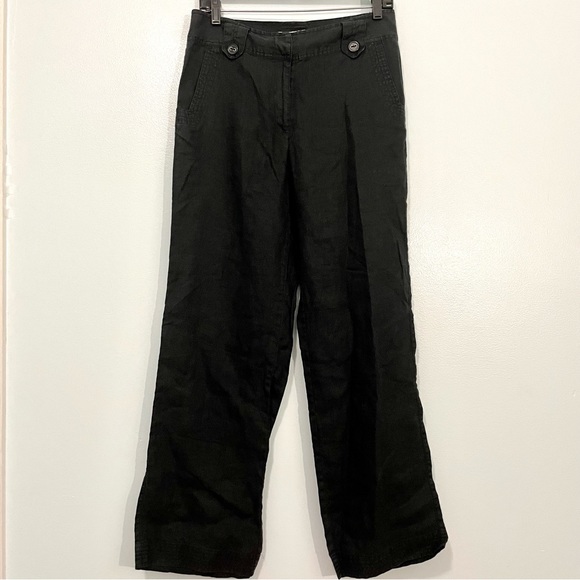 Talbots Black Irish Linen Wide Leg Trouser Pants Size 6 - Picture 1 of 10